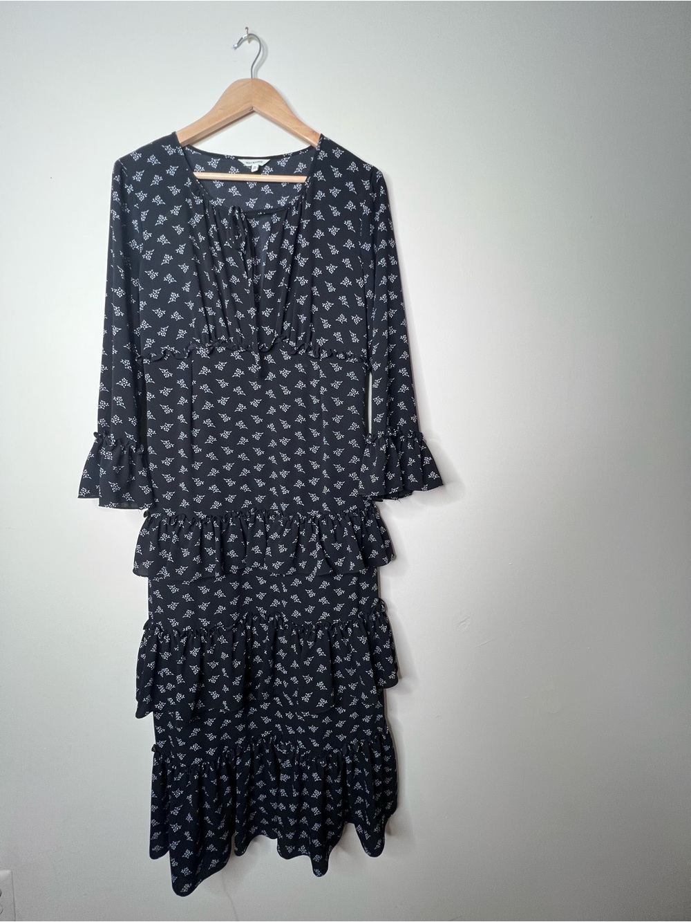 Max Studio Black Maxi Dress with White Floral Print
